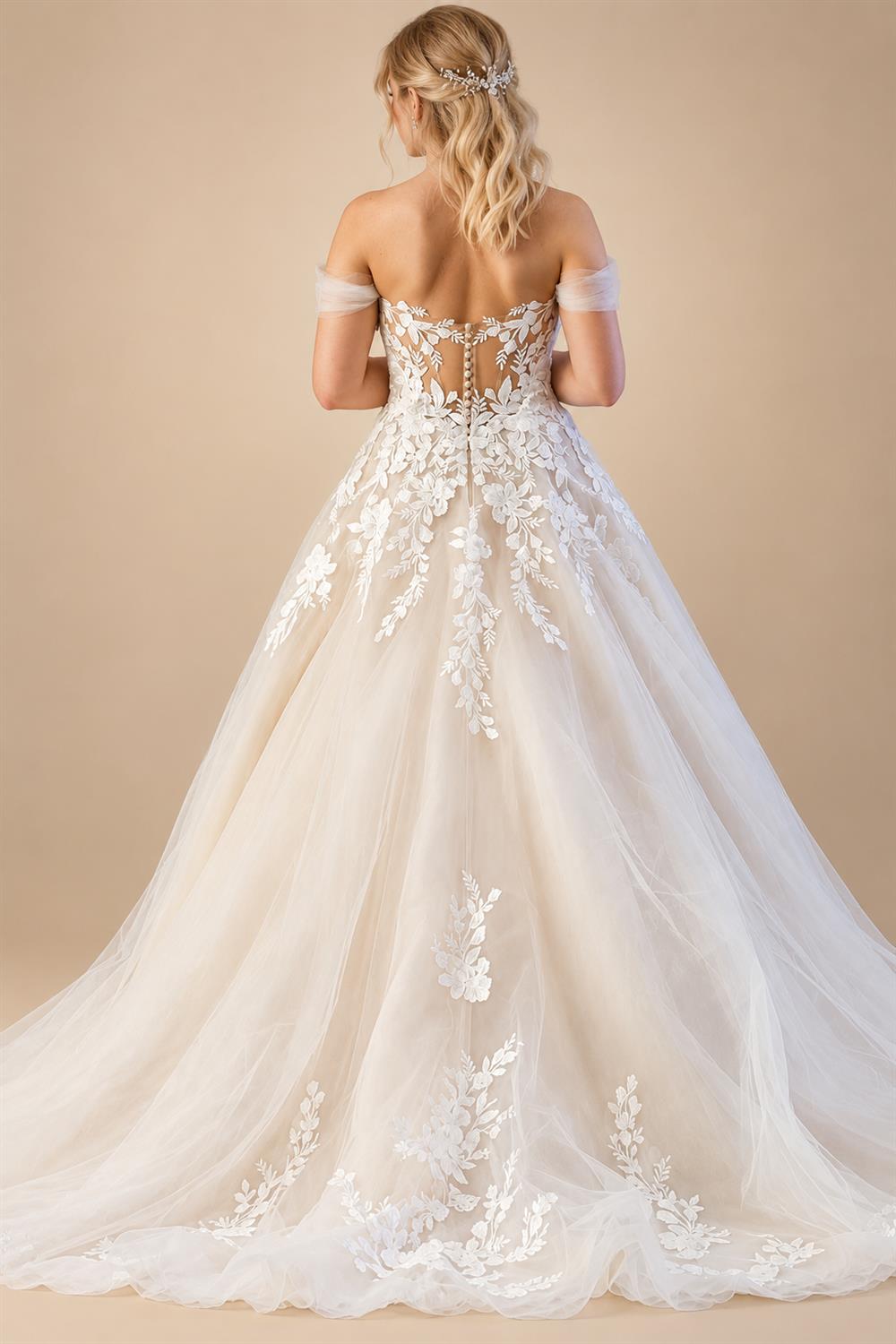 Womens Off Shoulder Lace Applique Beach Wedding Dress Boho Bridal Gown Custom
