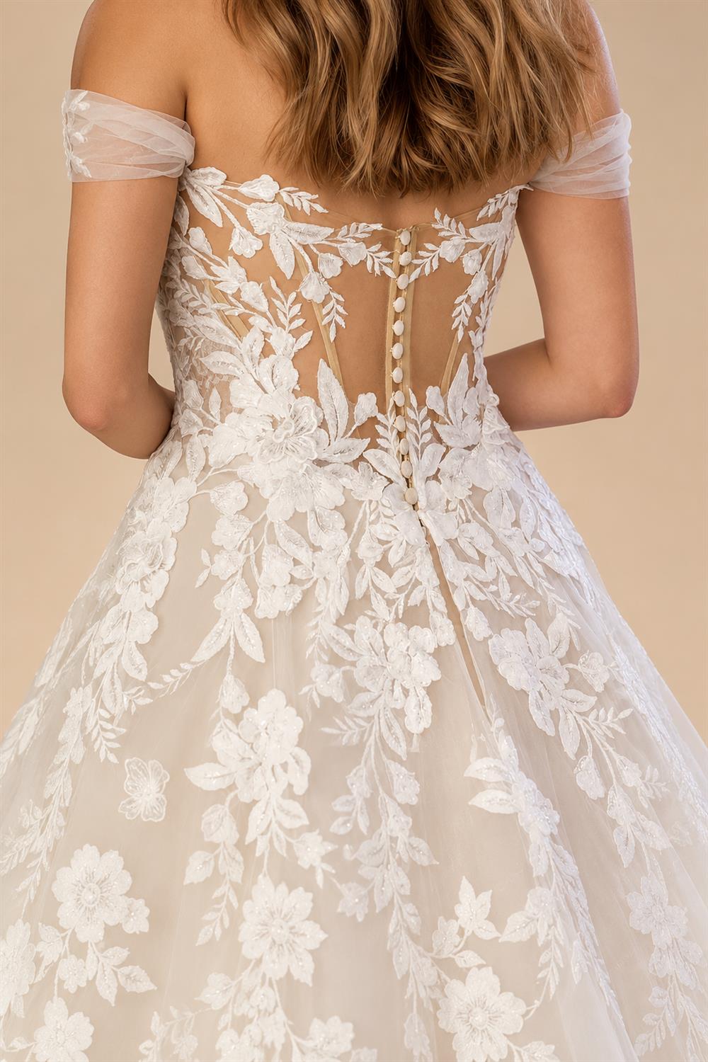 Womens Off Shoulder Lace Applique Beach Wedding Dress Boho Bridal Gown Custom