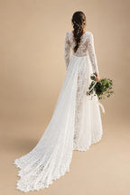 Lace V-Neck Chiffon Wedding Dress A-Line Backless Customized
