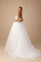 Custom A Line Wedding Dress With Lace Appliques Court Train
