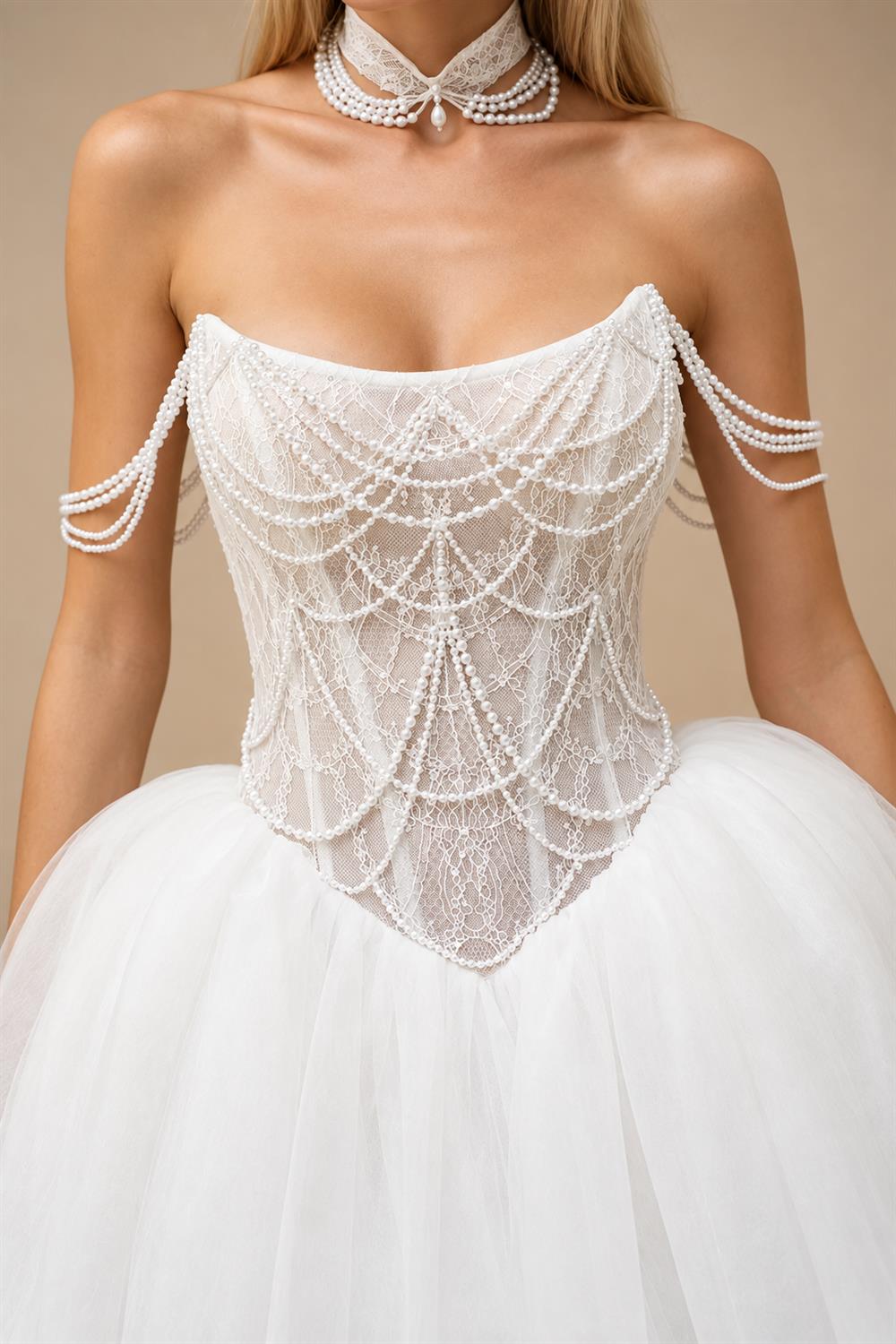 Custom A Line Wedding Dress With Lace Appliques Court Train