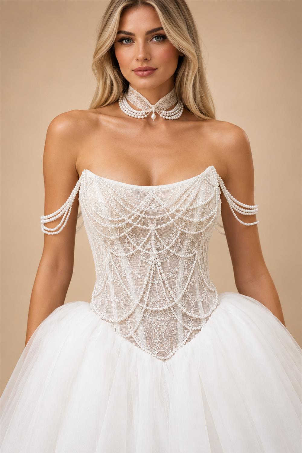 Custom A Line Wedding Dress With Lace Appliques Court Train