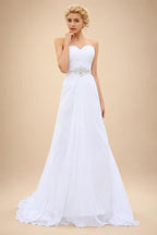 Custom A Line Wedding Dress With Lace Appliques Court Train