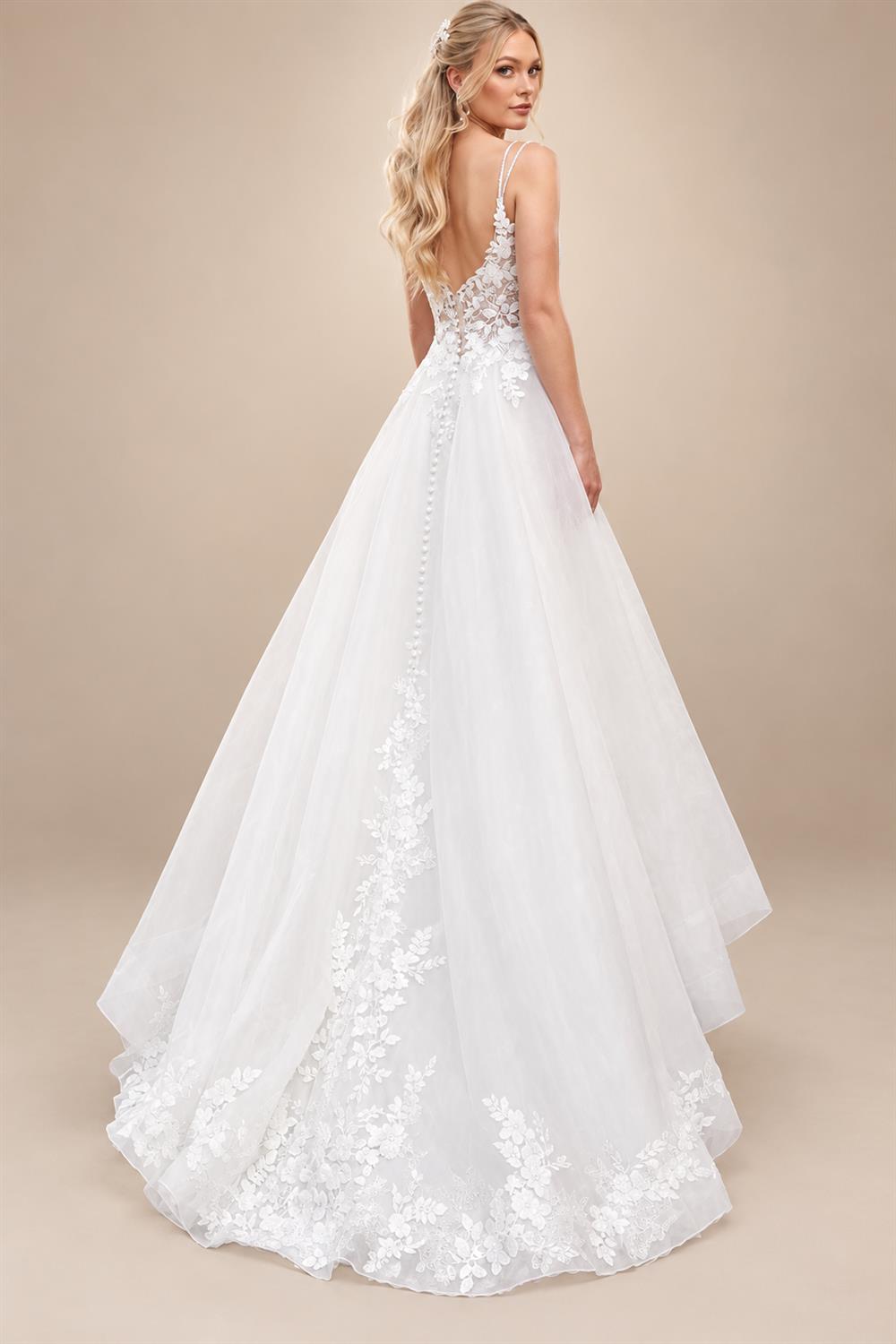 Custom Vintage Wedding Dress Spaghetti Strap V Neck Lace Bridal Gown