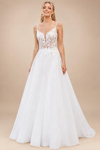 Custom Vintage Wedding Dress Spaghetti Strap V Neck Lace Bridal Gown