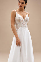 Puffy Long Sleeve Boho Beach Wedding Dresses 2026 Off Shoulder Lace Chiffon V Neck Bridal Gown Customized