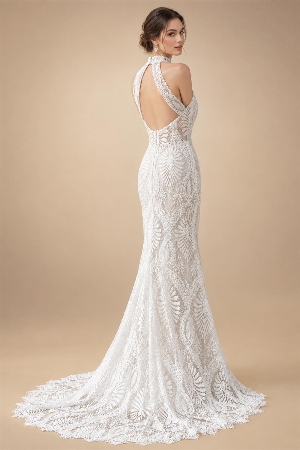 Bohemian Wedding Dress for bride 2026 Halter Lace Boho Backless Beach Wedding Gown Vestido de novia Customized