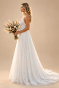 Boho Spaghetti Straps Wedding Dresses Cheap Sexy Bride Lace Beach Wedding Gown V Neck Customized