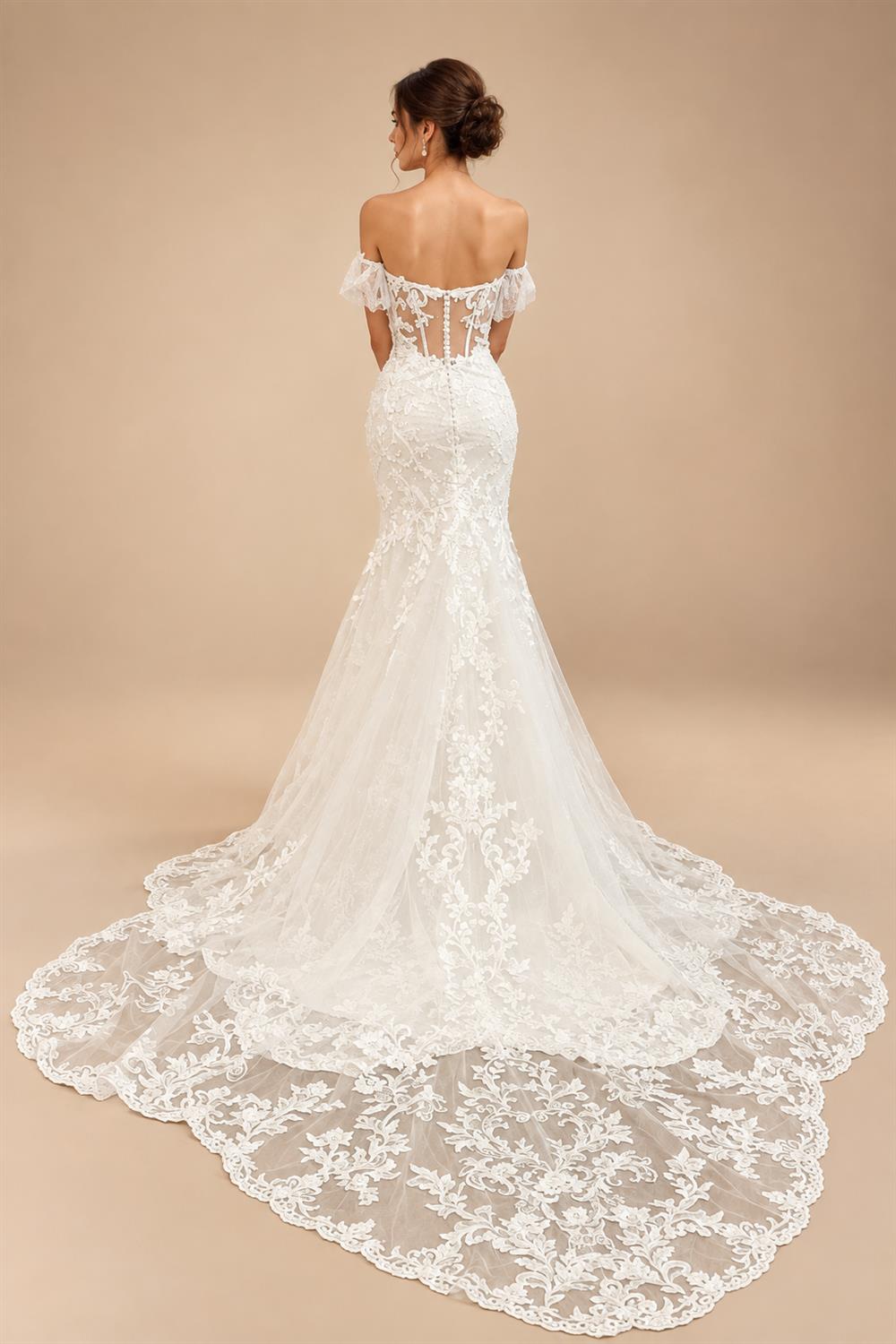 Lace Mermaid Wedding Dress 2025 Sweetheart Off The Shoulder Appliques Bridal Gown Floor Length Customized