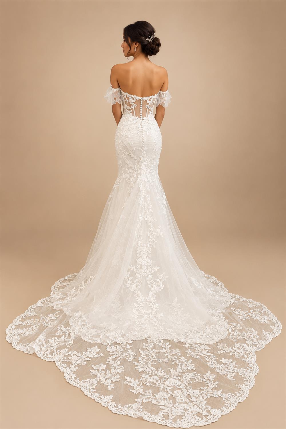 Lace Mermaid Wedding Dress 2025 Sweetheart Off The Shoulder Appliques Bridal Gown Floor Length Customized