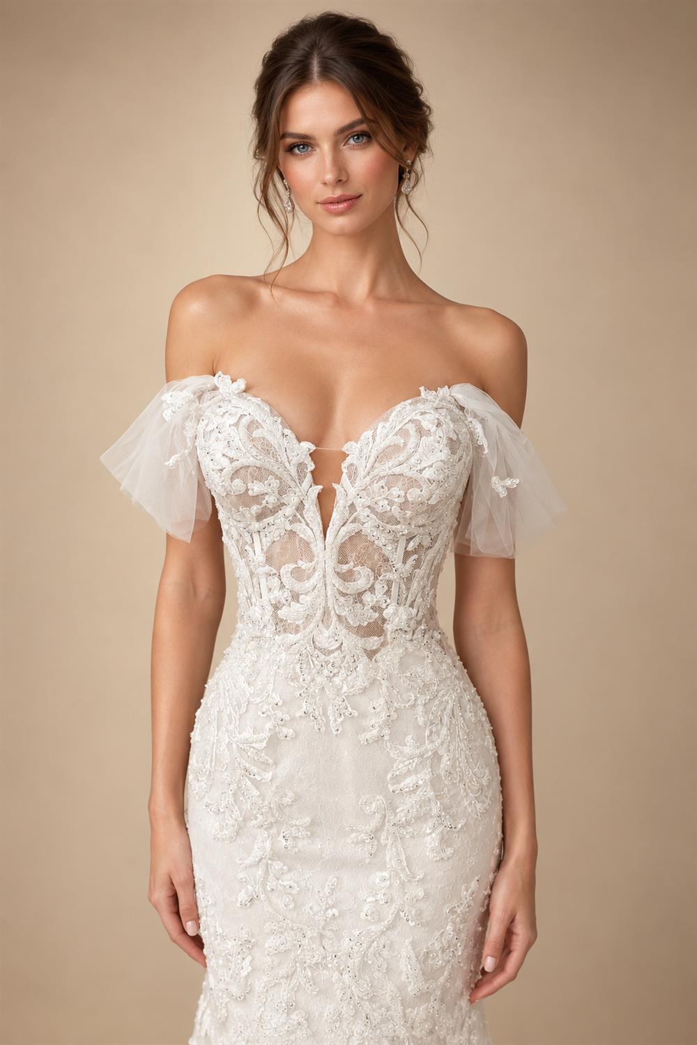 Lace Mermaid Wedding Dress 2025 Sweetheart Off The Shoulder Appliques Bridal Gown Floor Length Customized