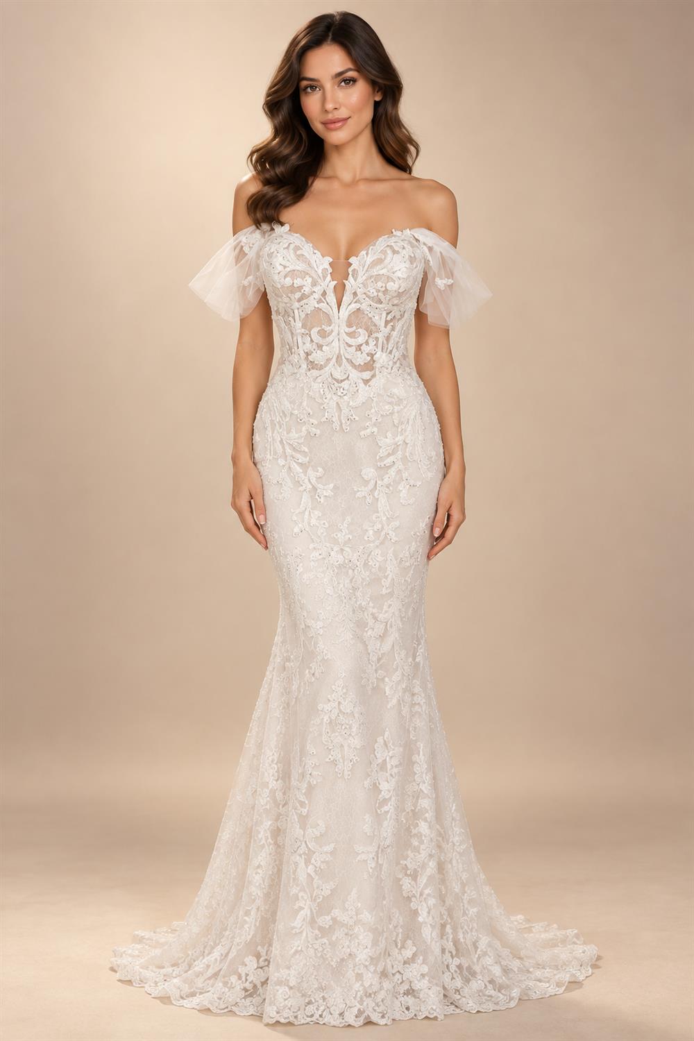Lace Mermaid Wedding Dress 2025 Sweetheart Off The Shoulder Appliques Bridal Gown Floor Length Customized