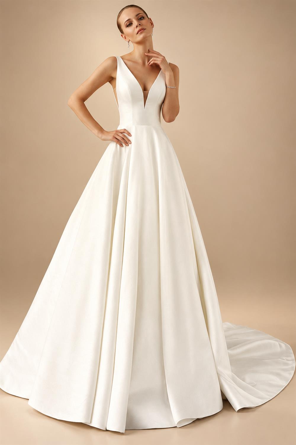 Minimalist Satin Wedding Dresses 2027 A Line Sleeveless Court Train Bridal Gown Vestidos Customized