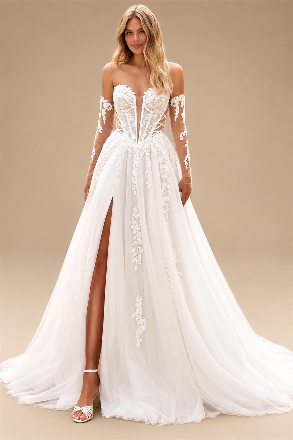 Off the Shoulder Lace Appliques A-line Sweetheart Wedding Dresses 2026 Side Slit Long Robes De Soriee Customized