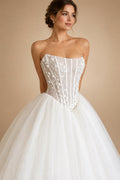 Strapless 3D Flowers Wedding Gown Back Lace Up Puff Bridal Gown Vestidos De Novia Boda Floor Length Customized