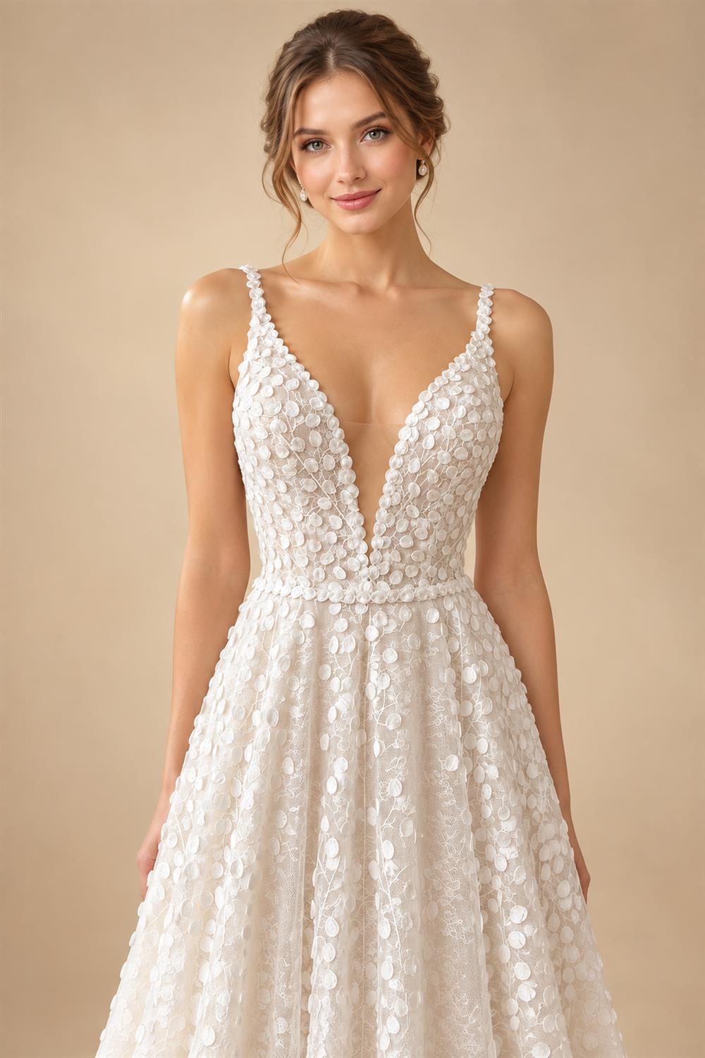 Deep V Neck Full Lace Spaghetti Straps Wedding Dress Customized Women Bridal Gown Custom Made vestidos de fiesta
