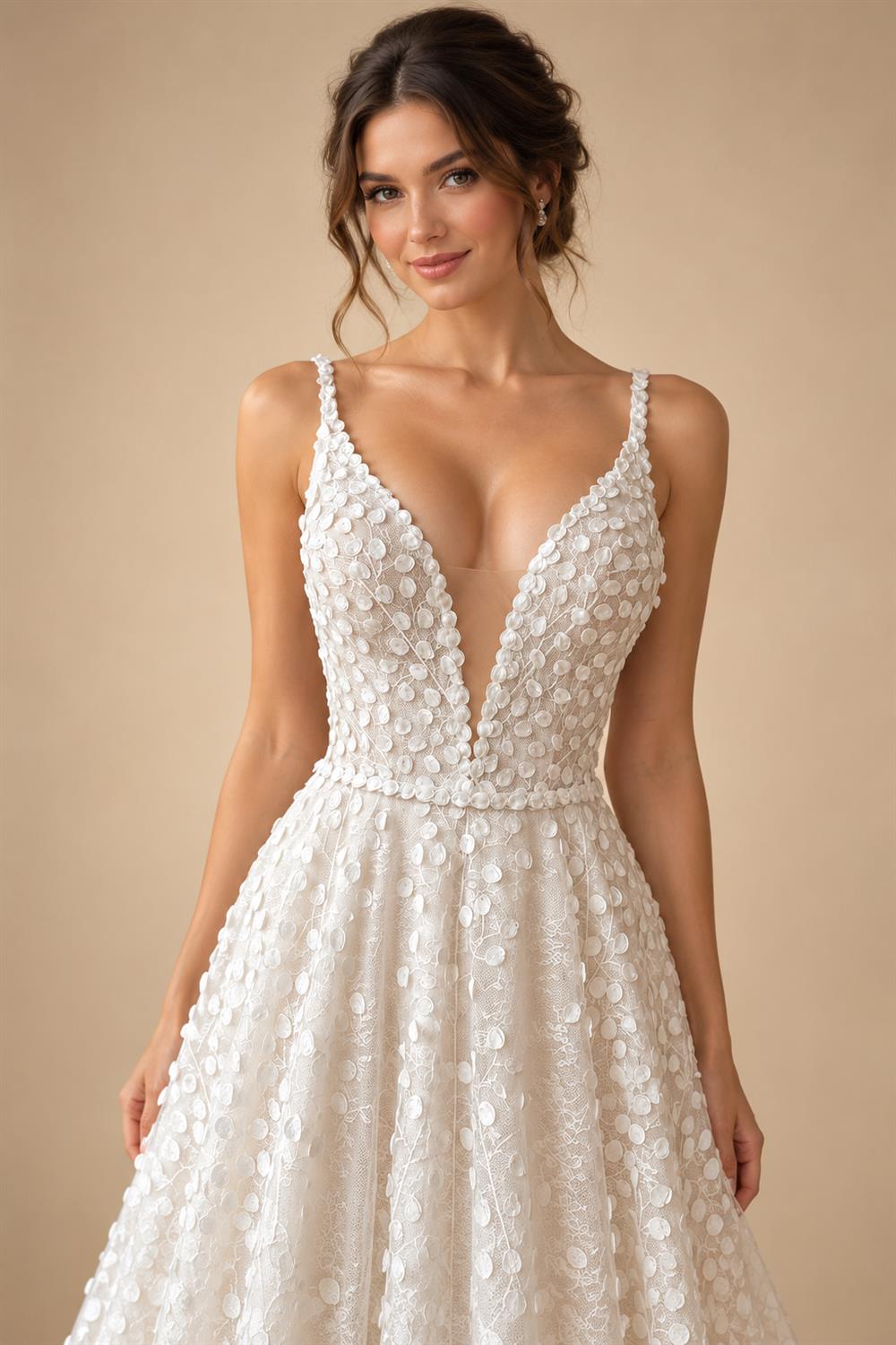Deep V Neck Full Lace Spaghetti Straps Wedding Dress Customized Women Bridal Gown Custom Made vestidos de fiesta