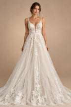 Spaghetti Straps Lace Wedding Dress Open Back Civil Bridal Bohemian Wedding Gowns Vestidos de Nova