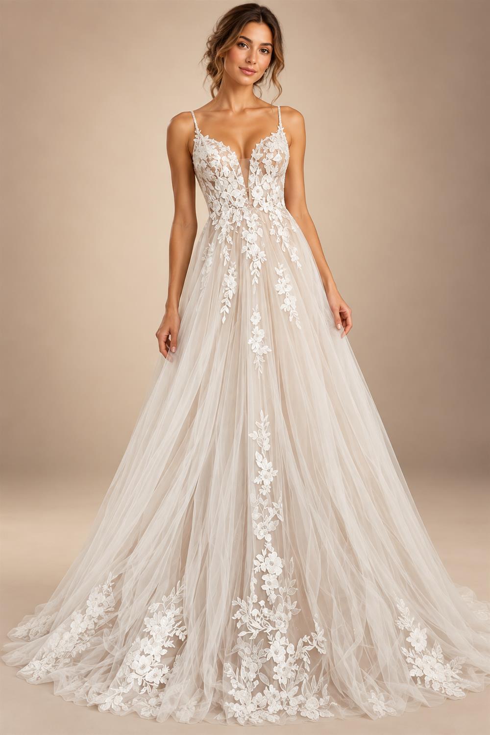 Spaghetti Straps Lace Wedding Dress Open Back Civil Bridal Bohemian Wedding Gowns Vestidos de Nova