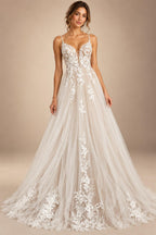 Spaghetti Straps Lace Wedding Dress Open Back Civil Bridal Bohemian Wedding Gowns Vestidos de Nova