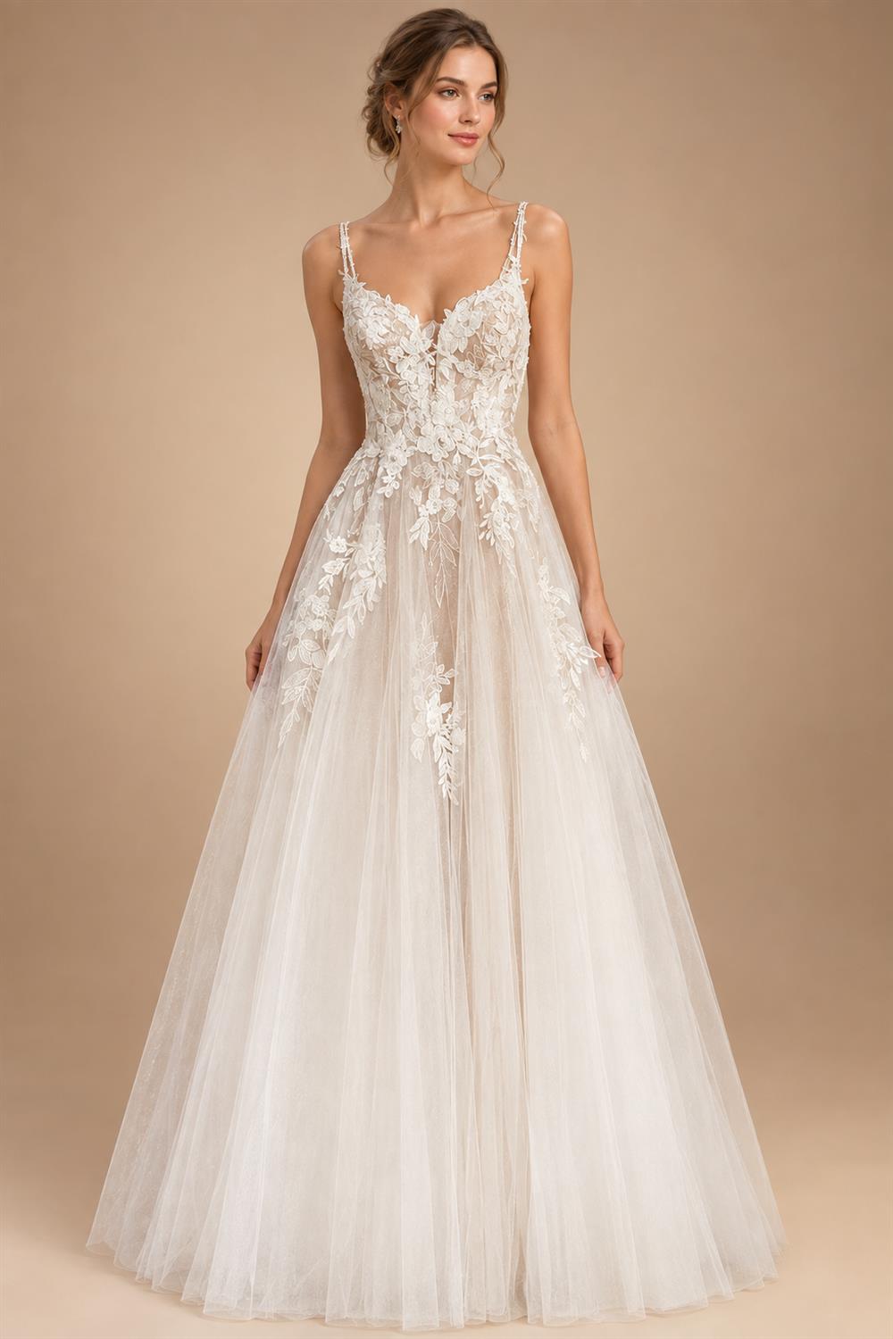 Spaghetti Straps Lace Wedding Dress Open Back Civil Bridal Bohemian Wedding Gowns Vestidos de Nova
