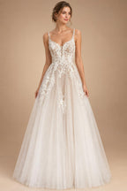 Spaghetti Straps Lace Wedding Dress Open Back Civil Bridal Bohemian Wedding Gowns Vestidos de Nova