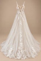 Spaghetti Straps Lace Wedding Dress Open Back Civil Bridal Bohemian Wedding Gowns Vestidos de Nova