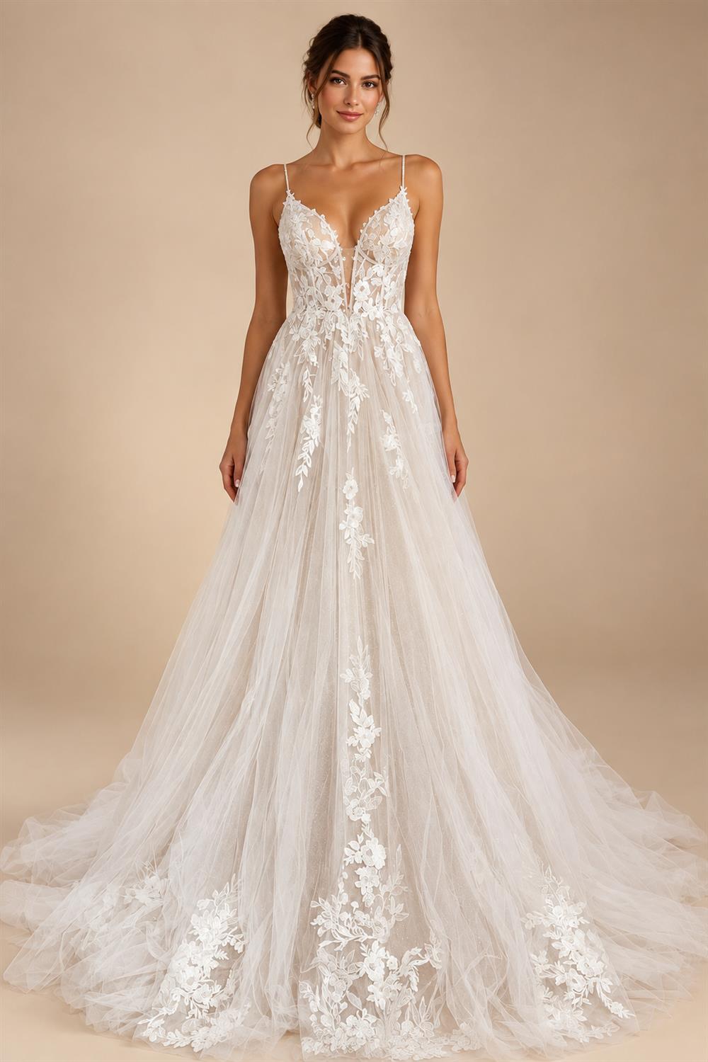 Spaghetti Straps Lace Wedding Dress Open Back Civil Bridal Bohemian Wedding Gowns Vestidos de Nova
