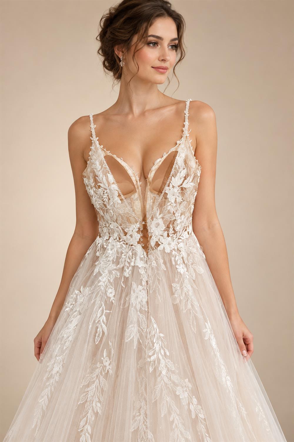 Spaghetti Straps Lace Wedding Dress Open Back Civil Bridal Bohemian Wedding Gowns Vestidos de Nova