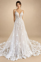 Luxury Beading Lace Boho Wedding Dress Spaghetti Straps Rincess Bridal A Line Beach Summer Wedding Gown Customized
