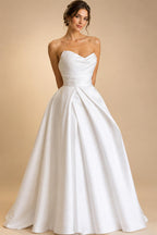 Pleat Sweetheart A Line Wedding Dresses 2026 Side Slit Vestido De Noiva Satin Women Bridal Dress Robe De Mariage