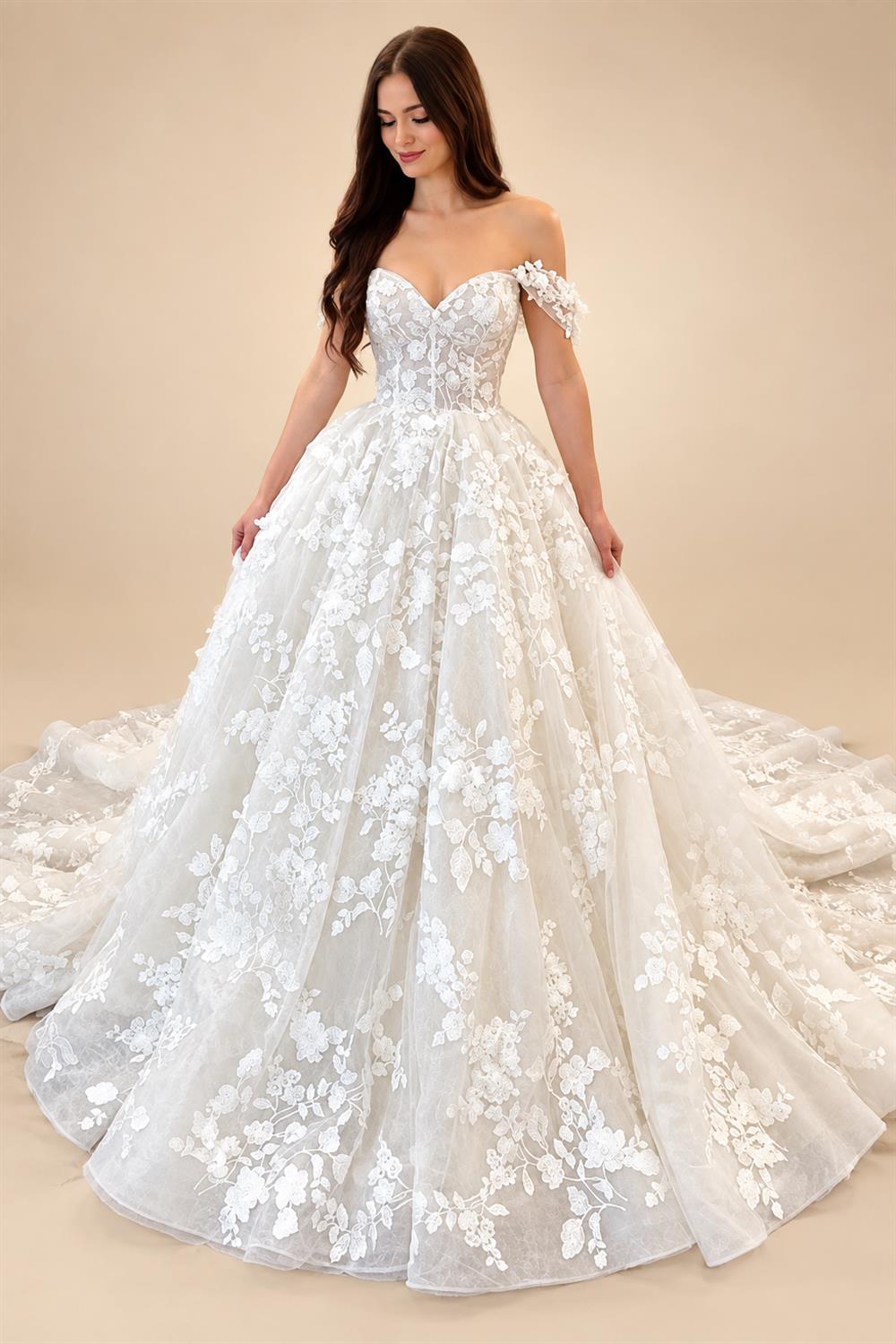 Princess Lace Wedding Dresses For Women Boho Off the Shoulder Appliques Bridal Dress Sweetheart Ball Gown Customized