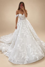 Princess Lace Wedding Dresses For Women Boho Off the Shoulder Appliques Bridal Dress Sweetheart Ball Gown Customized
