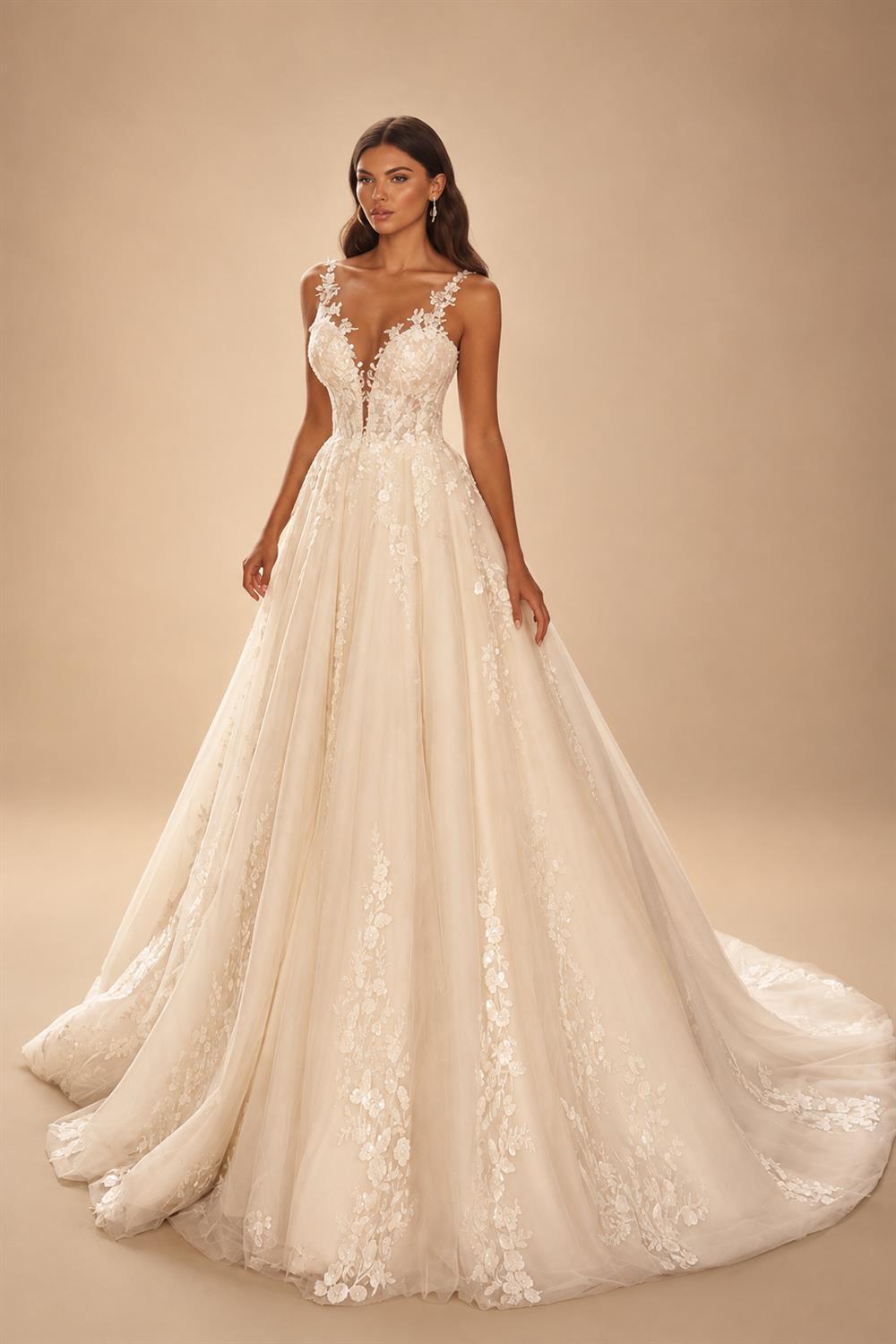 Vintage Lace Wedding Dress Sleeveless A Line V Neck Appliques Bride Dresses Customized Classic Style Wedding Gown