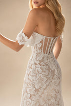 Luxury Lace Mermaid Wedding Dress Off the Shoulder Sweetheart Bridal Gown Customized Sweep Train Vestidos De Novia