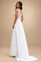 Beach Wedding Dresses with Dectach Puffy Long Sleeve Vestito Donna Sexy Chiffon Boho Bridal Gowns Customized