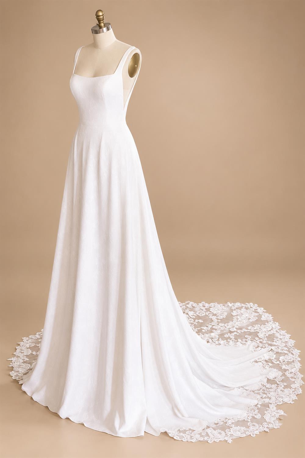 Sexy Scoop Neck Wedding Dress Customized Court Train Sleeveless Robe De Mariee Elegant Crepe Bride Gown For Women