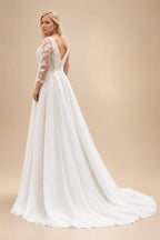 Custom Plus Size Wedding Dress Long Sleeves A Line Lace Applique Gown