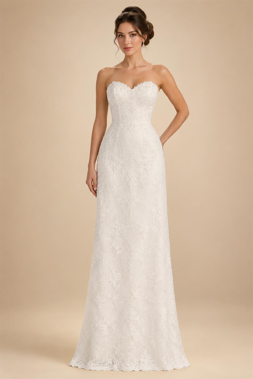 Custom Plus Size Wedding Dress Long Sleeves A Line Lace Applique Gown