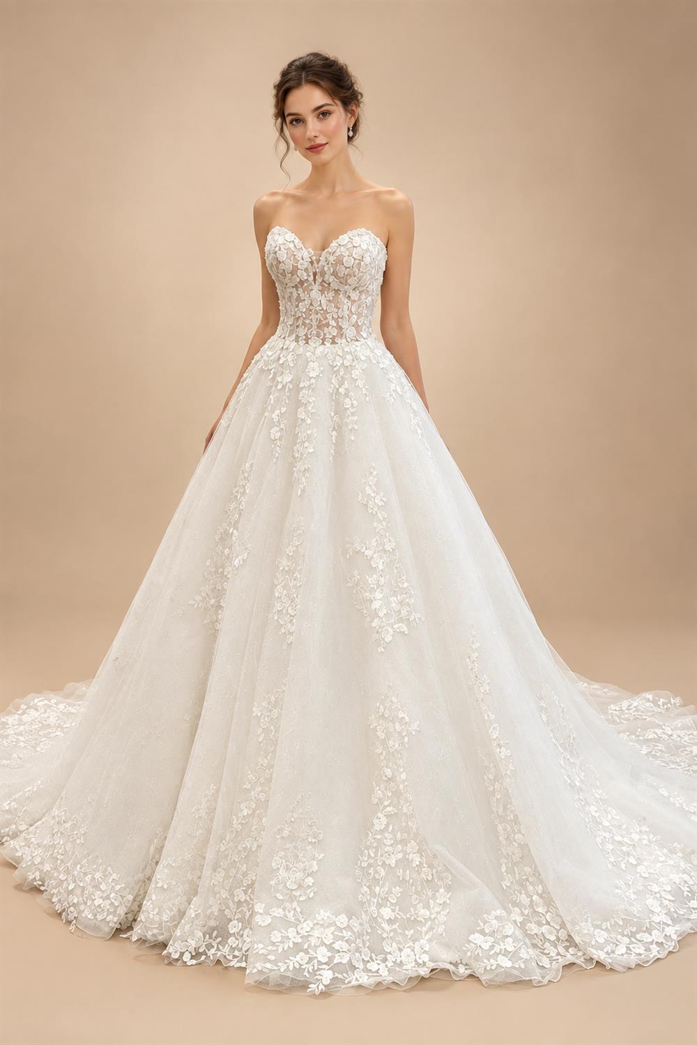 Classic See Through Sweetheart Lace Up Wedding Dresses Ball Gowns Vestidos De Novia Plus Size Customized Dress