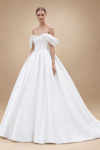 Pleat Off The Shoulder A-Line Wedding Dress Sweetheart Women 2026 Backless Sweep Train Vestidos De Novia Customized