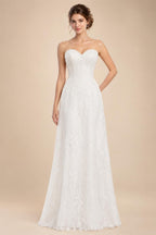 Floral Embroidered Chiffon A Line V Neck Wedding Gown Puff Sleeve Customized