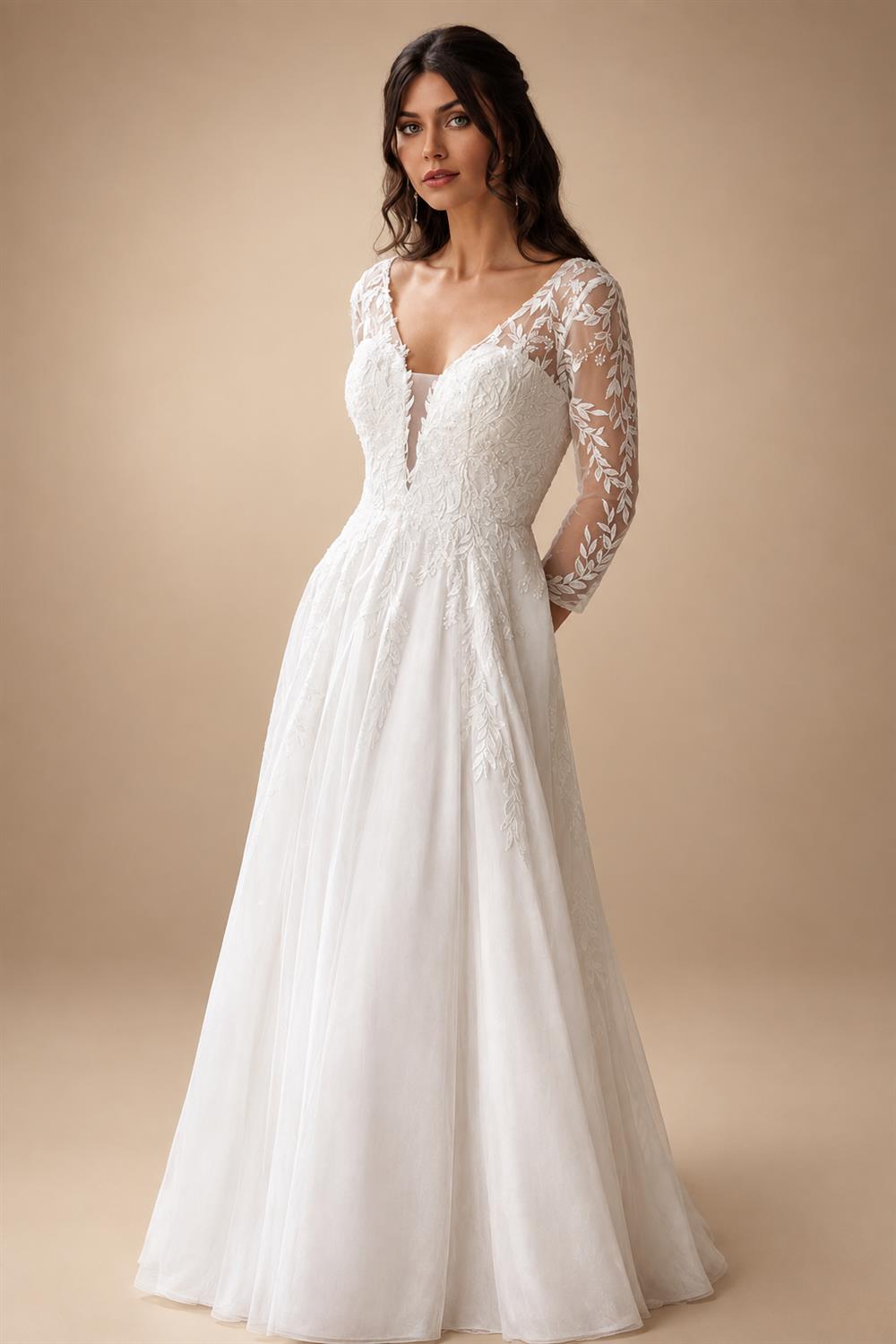 Beach Wedding Dresses with V-Neck A-Line Lace Bridal Gowns Vestito Donna Sexy Chiffon Boho Bridal Gowns Customized