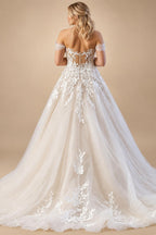 Womens Off Shoulder Lace Applique Beach Wedding Dress Boho Bridal Gown Custom