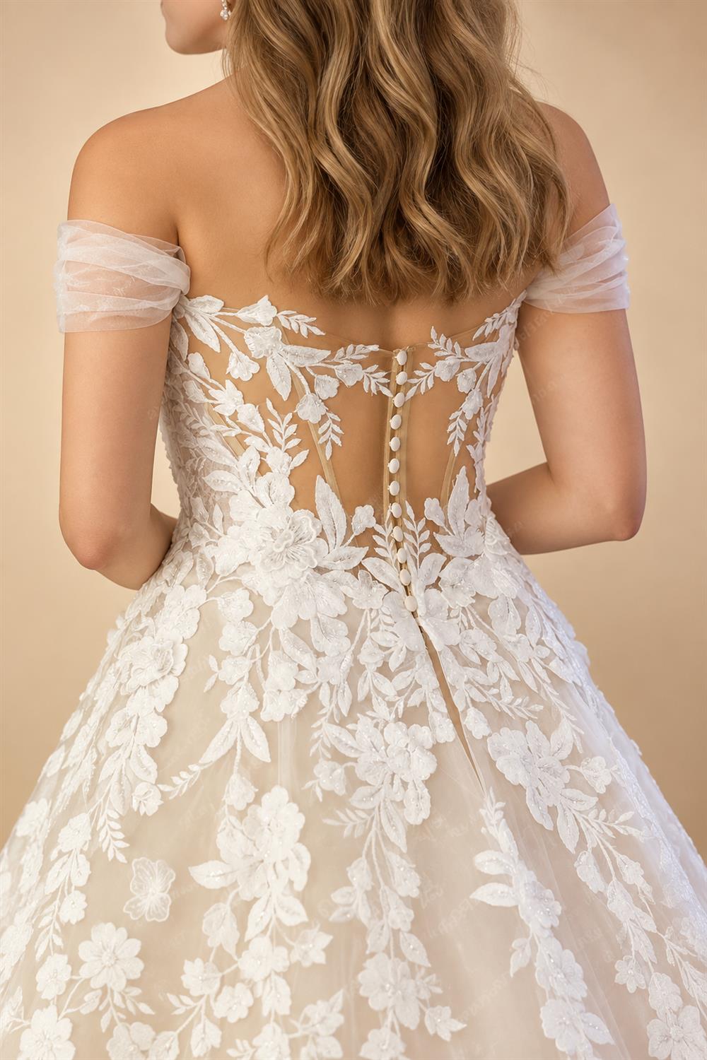 Womens Off Shoulder Lace Applique Beach Wedding Dress Boho Bridal Gown Custom