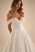 Sweetheart Off The Shoulder A-Line Wedding Dresses 2026 Women Flowers Lace Pleat Open Back Satin Vestidos Customized