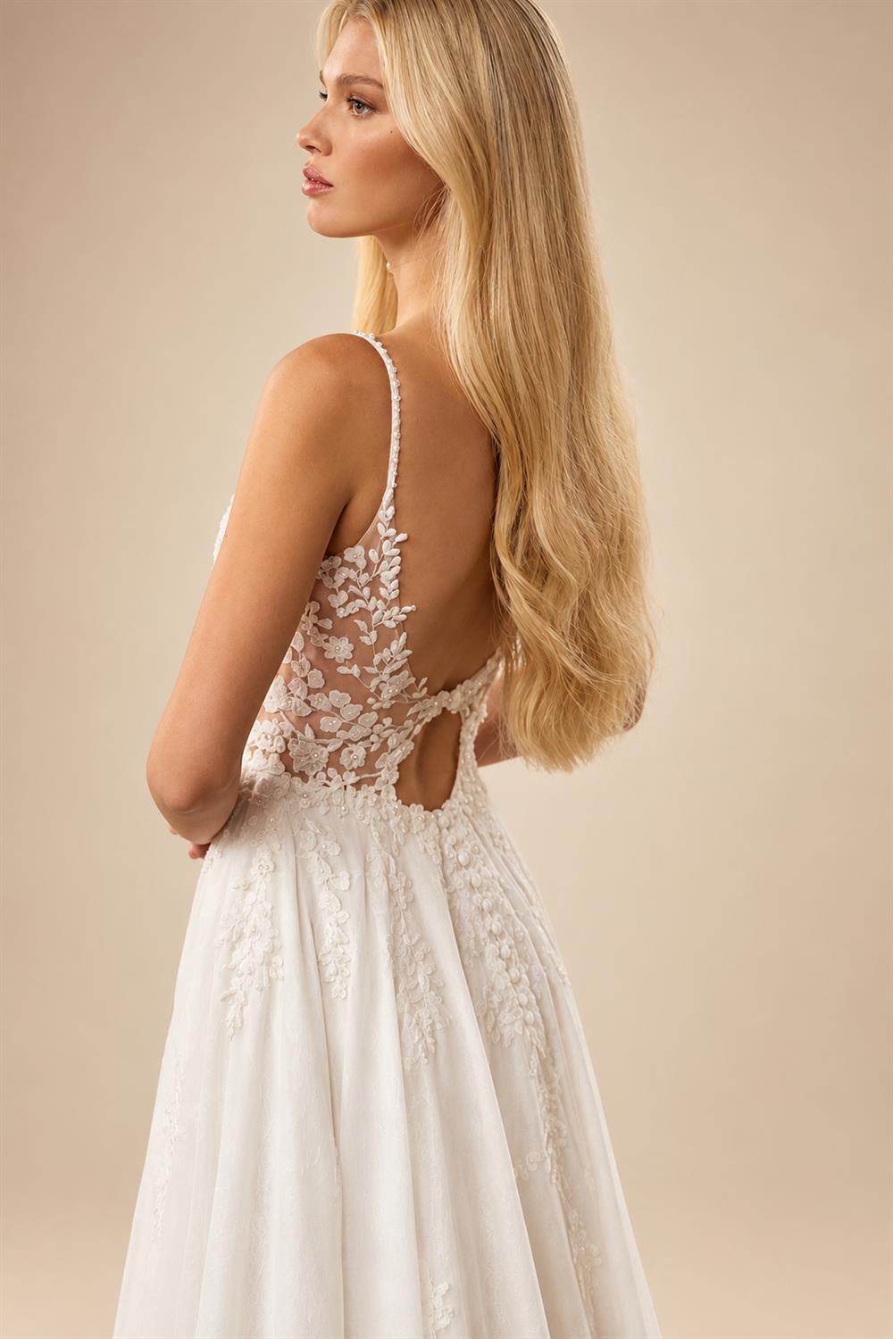 Sexy Beach Wedding Dress with Cap Spaghetti Straps V Neck Applique Split Bridal Gown for Bride Customized