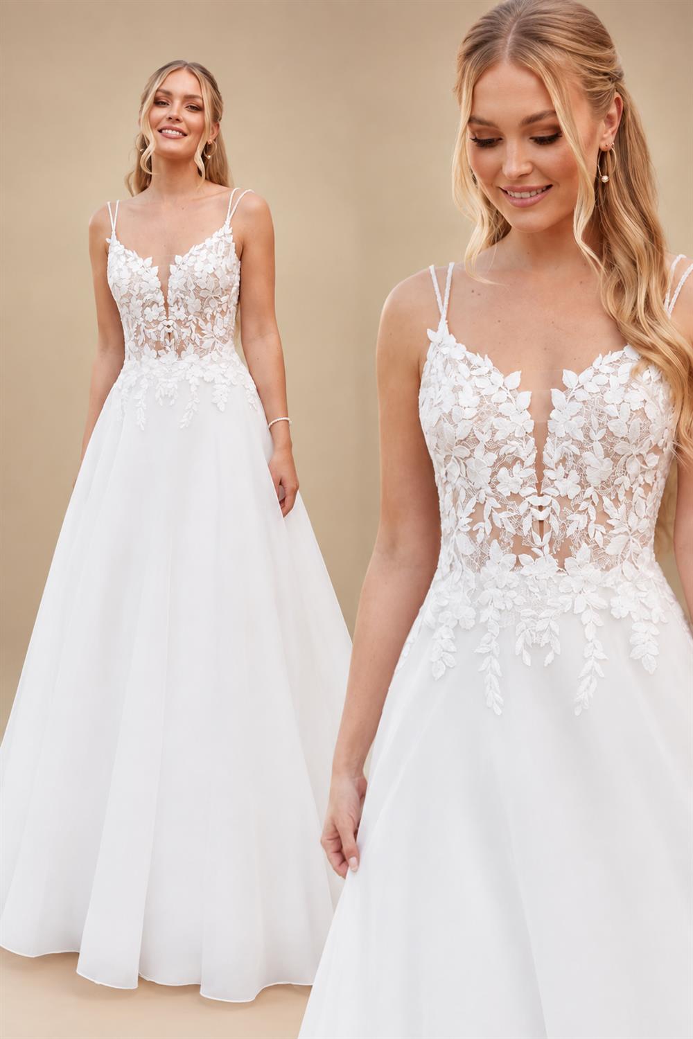 Custom Vintage Wedding Dress Spaghetti Strap V Neck Lace Bridal Gown