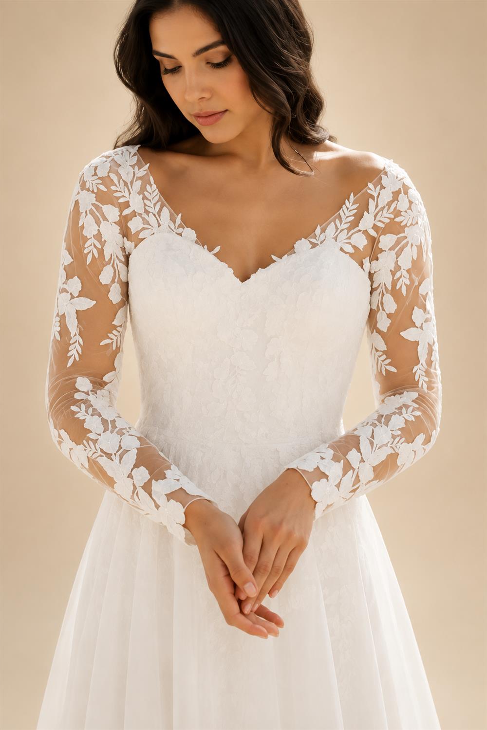 Boho V-Neck Lace Chiffon Wedding Dress for Women 2026 New A-Line Sweep Train Long Sleeves Bride Gown Customized