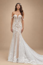Sweetheart Tulle Wedding Dress Sequins Appliques Lace Off Shoulder Bridal Gown Vestidos Customized